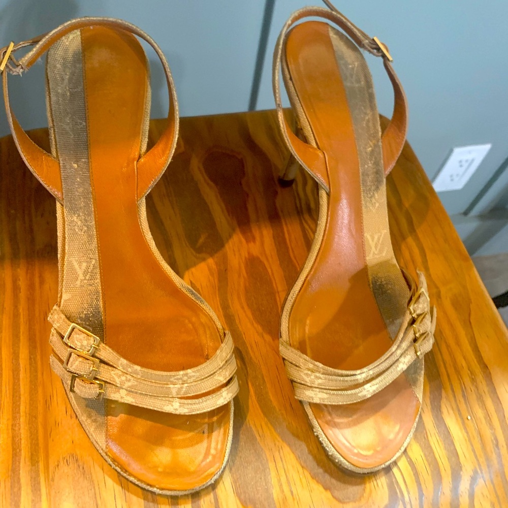 Louis Vuitton Beige Strappy Heels - Picture 3 of 3